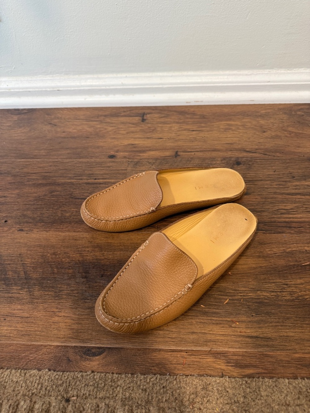 M Gemi Cappuccino Leather Slip-On Mules 38